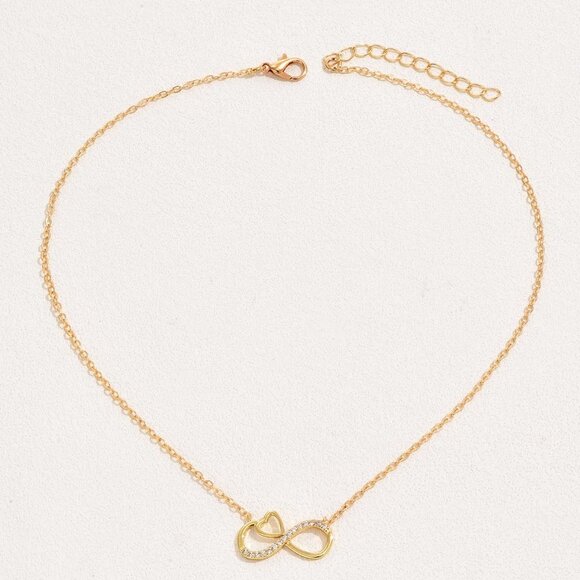 Rhinestone Infinity Symbol Pendant Necklace,Chain charm dainty Minimalist trendy - Picture 10 of 10